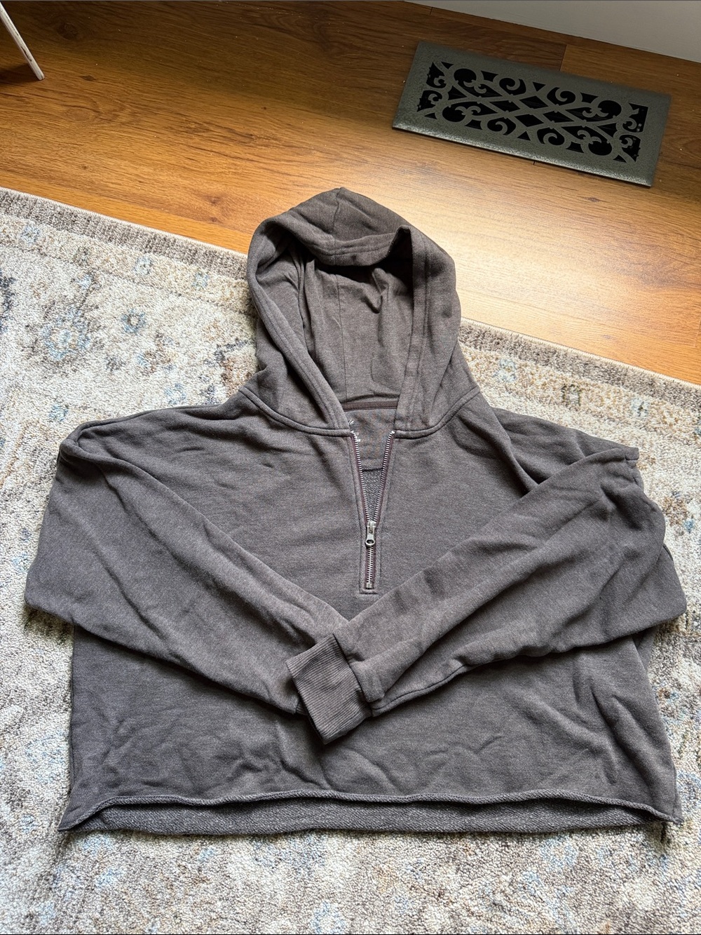 Aerie crop top gray hoodie